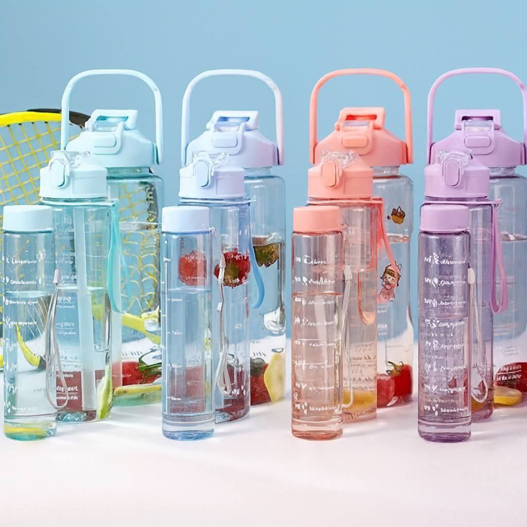 3 in 1 Transparent water bottle set