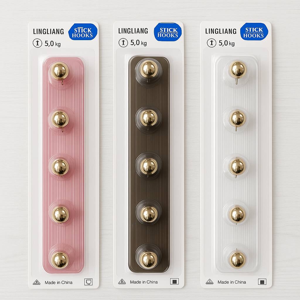 1 Pcs 5-in-1 Self Adhesive Heavy Duty Wall Hook - No Drilling for Bathroom, Shower, Kitchen | Waterproof Transparent Hooks Easy Installation