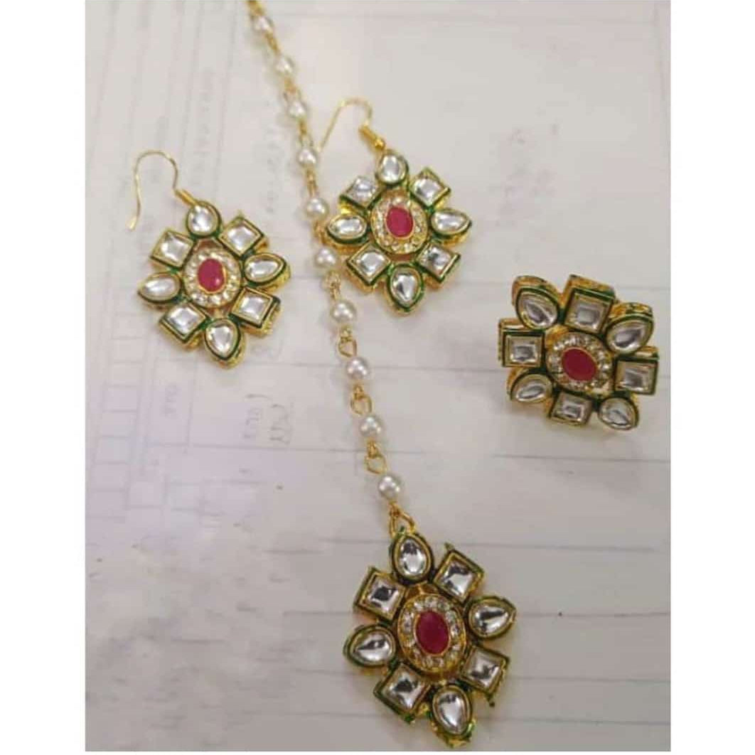 Earring Mangtika ring combo 1 set