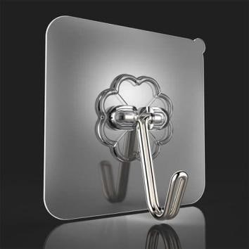 Zulaxy Hanging Hooks Without Drilling, 10 Pack Self Adhesive Hooks for Wall Heavy Duty Strong Nail Free, Kitchen Accessories Items (Hanging Hook, Transparent) Stainless Steel