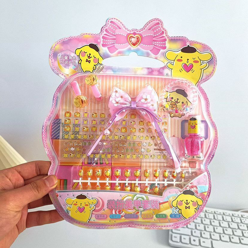 Nail Art Kit Including Small Press On Nails for Kids, Nail Patches, Nail Stickers, Nail Polishes, Clips, Bracelet for Girls Non-Toxic Water Based Peel Off