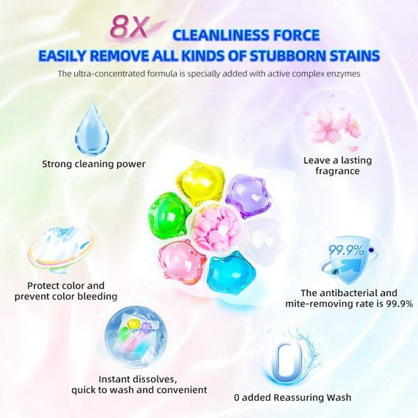 7 In 1 Laundry Cleaning Pods/Tablets Detergent Soap Pods Multi-purpose Stain Remover Brightens Clothes for washing machine Super Laundry Cleaning Pods (10 pods)