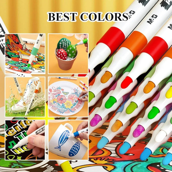Corslet 12 Shades Acrylic Markers Paint Pens Set Markers Ideal for Mandala Art Doodling Drawing Sketching, Colouring &amp; Shading Pens for Painting