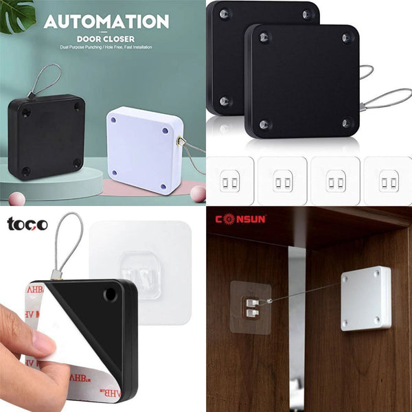 Steel Wire Door Closer, Sliding Door Closer, Commercial Multifunctional, with Steel Drawstring Wire Black Pack of 1