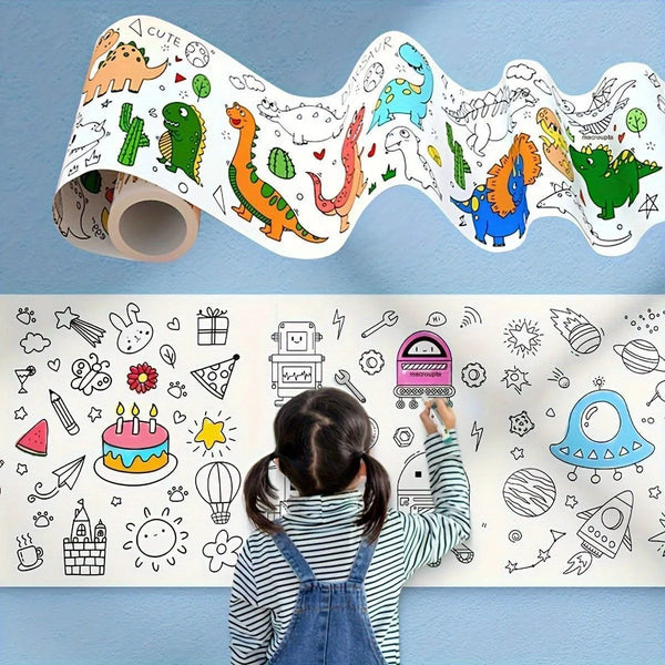 Children's Drawing Roll, Coloring Paper Roll for Kids, DIY Painting Drawing Paper Roll, Sticky Children Art Roll, Early Educational Toys for Children
