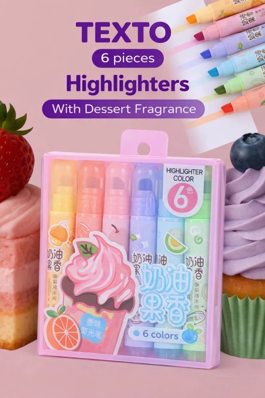 Highlighter Pen Light Soft Color,  for Adults Kids Students School Office Stationary Supplies Gifts,6 Color