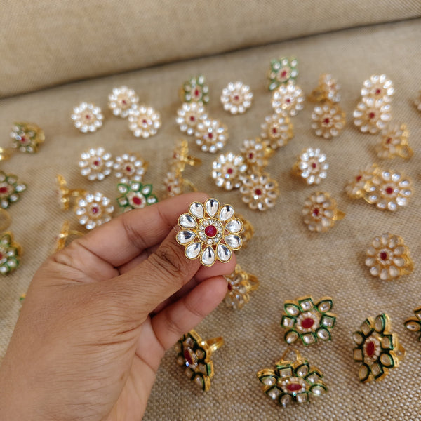 Flower Kundan ring 1 pc