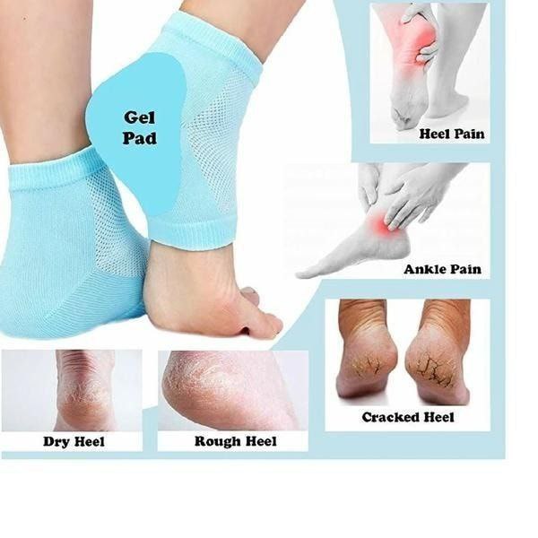 Gel Heel Socks for Dry Hard Cracked Heel Repair Pad, Swelling & Pain Relief, Cushion Support, Foot Care, Ankle Protection, Plantar Fasciitis for Men and Women (Free Size 1 Pair)