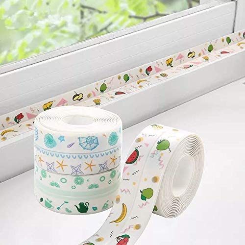 Waterproof Tape for Kitchen Sink Oil Proof Caulk Kitchen Sink Tape Waterproof for Corner Caulk Self Adhesive Sealing Tape Gap Sealer for Platform Bathroom(Multi Print)