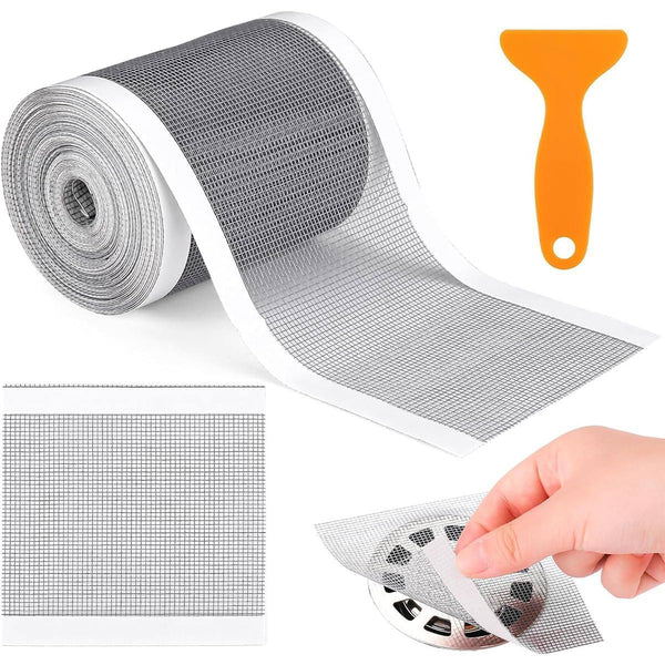 Self Adhesive Mesh Roll for Bathroom Drain Kitchen Sink Strainer Disposable Hair Catcher Shower Drain Mesh Stickers Cuttable PVC Mash Shower Drain Cover Hair Catcher for Any Length