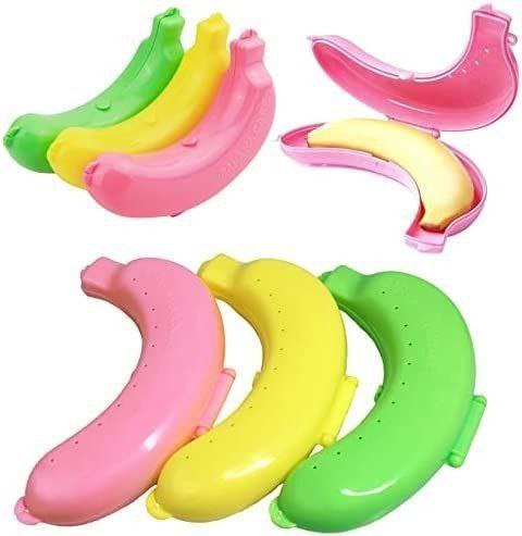 Banana Storage Container Set of 1 BPA-Free Plastic Fruit Case for Lunch Box and Travel, Multicolour Banana Box Plastic Banana Storage Case for Travel School Lunchbox Keeps Fruits Fresh & Protected