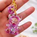 Glass Teddy Keychain with Diamond