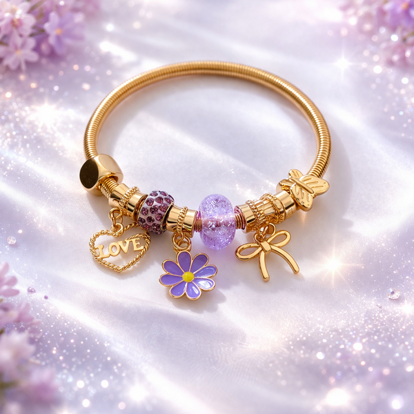 Lavendar Love Charm Bracelet