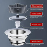 3 in 1 kitchen sink drain strainer stopper