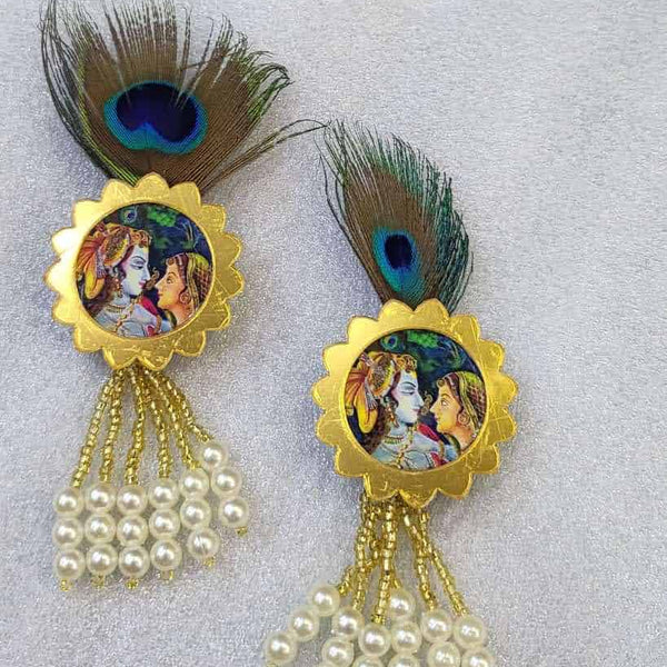 Radha krishna brooch with pearl tassel set of 2 pcs