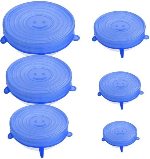 Silicone Stretch Lids, Multi Size Reusable Silicone Lids Food And Bowl Covers, Dishwasher And Freezer Safe (Color May Vary) (Pack Of 6 Pcs), 10x10x2 Cm
