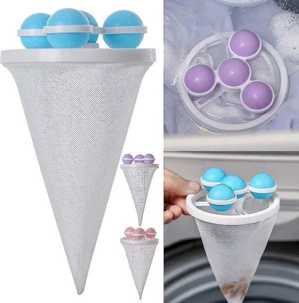 Washing Machine Floating Lint Mesh Bag Net Hair Filter Remover Net Pouch Hair Catcher Lint Catcher Laundry Ball Floating Pet Fur Lint Hair Catcher Household, Reusable(Pack of 1 in pcs of 2)